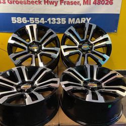 22 x9" inch RW 2017 2018 Denali Wheels for Chevy Tahoe Machined Black Rims 