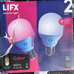 LIFX Smart Home A19 E26 (Medium) Smart-Enabled LED Bulb Color Changing 9 Watt Equivalence 2 pk