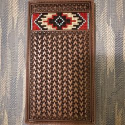 Ariat Men’s Western Inlay Rodeo Wallet (Tan)