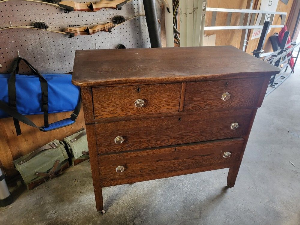 Antique 4 Drawer Wood Dresser 