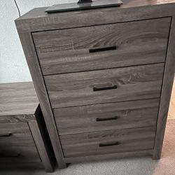 3 Piece Bedroom Dresser Set, 4 Drawer Dresser, 2 Drawers Nightstand and twin bed Frame