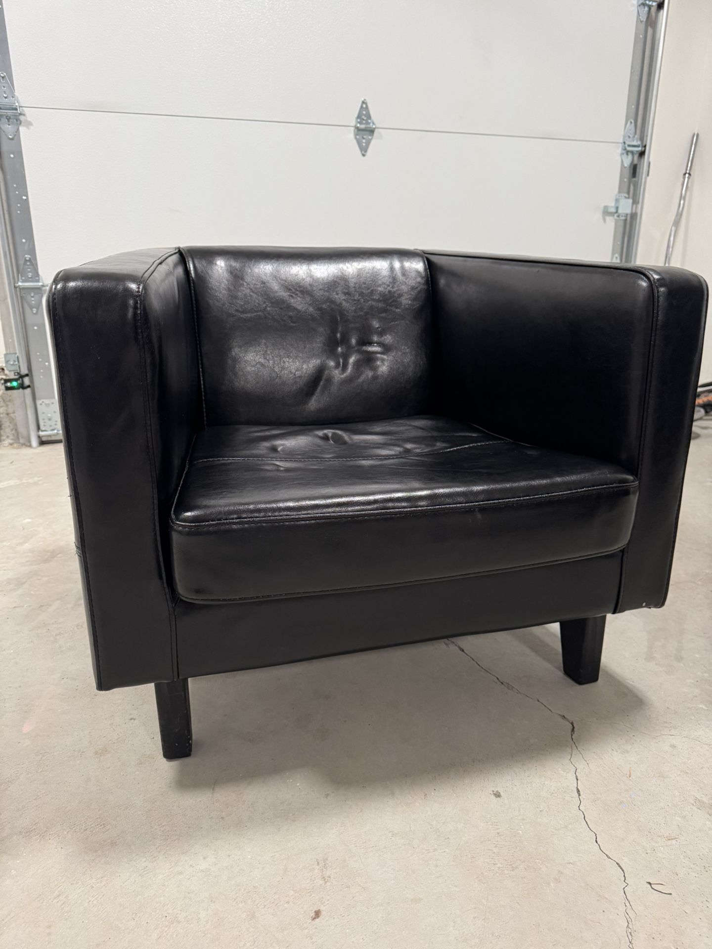 Leather Armchair Black Faux Good Condition
