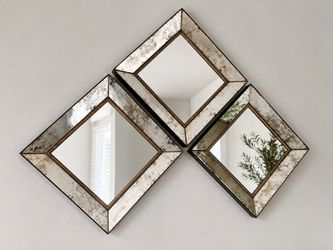 Set of 3 Antique Silver Decorative Wall Mirrors