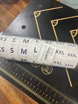 Clothing Size Sticker Labels Roll XS to XXXL