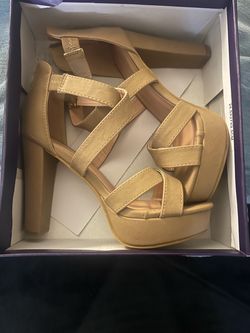 Nude Platform Block Heel Sandals