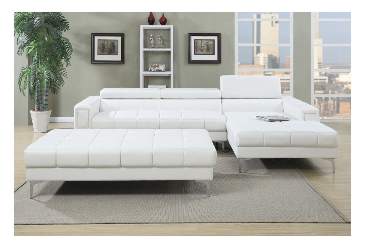 White Sectional Sofa - Ottoman Sold Separate (Free Delivery)