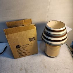 NEW VINTAGE Home Interiors Striped Ceramic Candle Shade Jar Topper
