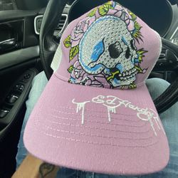 pink rhinestone ed hardy trucker hat 