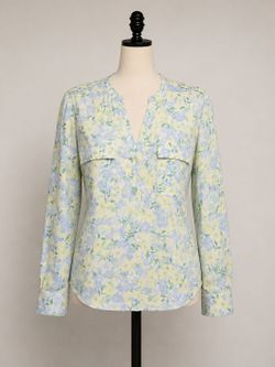 Calvin Klein Floral Button Front Blouse Women’s XL Pastel Lightweight Top