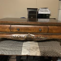 Coffee table & End Table carved wood Detail with drawer