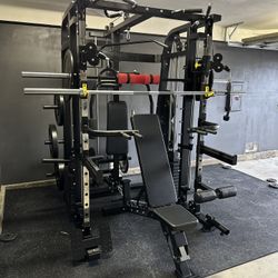 Smith Machine 300 | Adjustable Bench | 245lb Cast Iron Olympic Weights | 7ft Olympic Bar | Fitness | Gym Equipment | FREE DELIVERY/INSTALLTION 🚚 