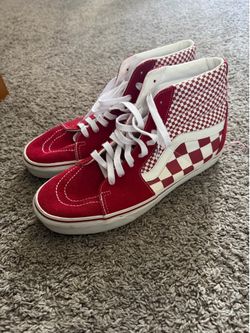 Vans SK8-Hi Red Checkerboard High-Top Sneakers