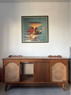 Mid-Century Vinyl Media Console / Bar