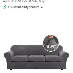 Gray Velvet Sofa Couch Cover 