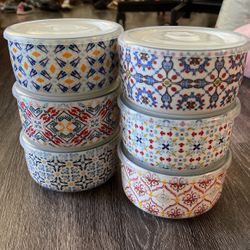 Set Of 6 Deep Bowls With Airtight Lids