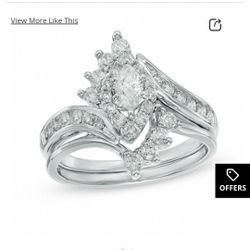1.0 carat Diamond 14 k white gold bridal ring set From Zales