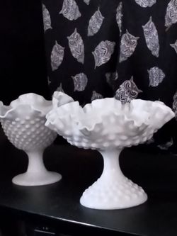 $15 1 crimped fenton milk glass