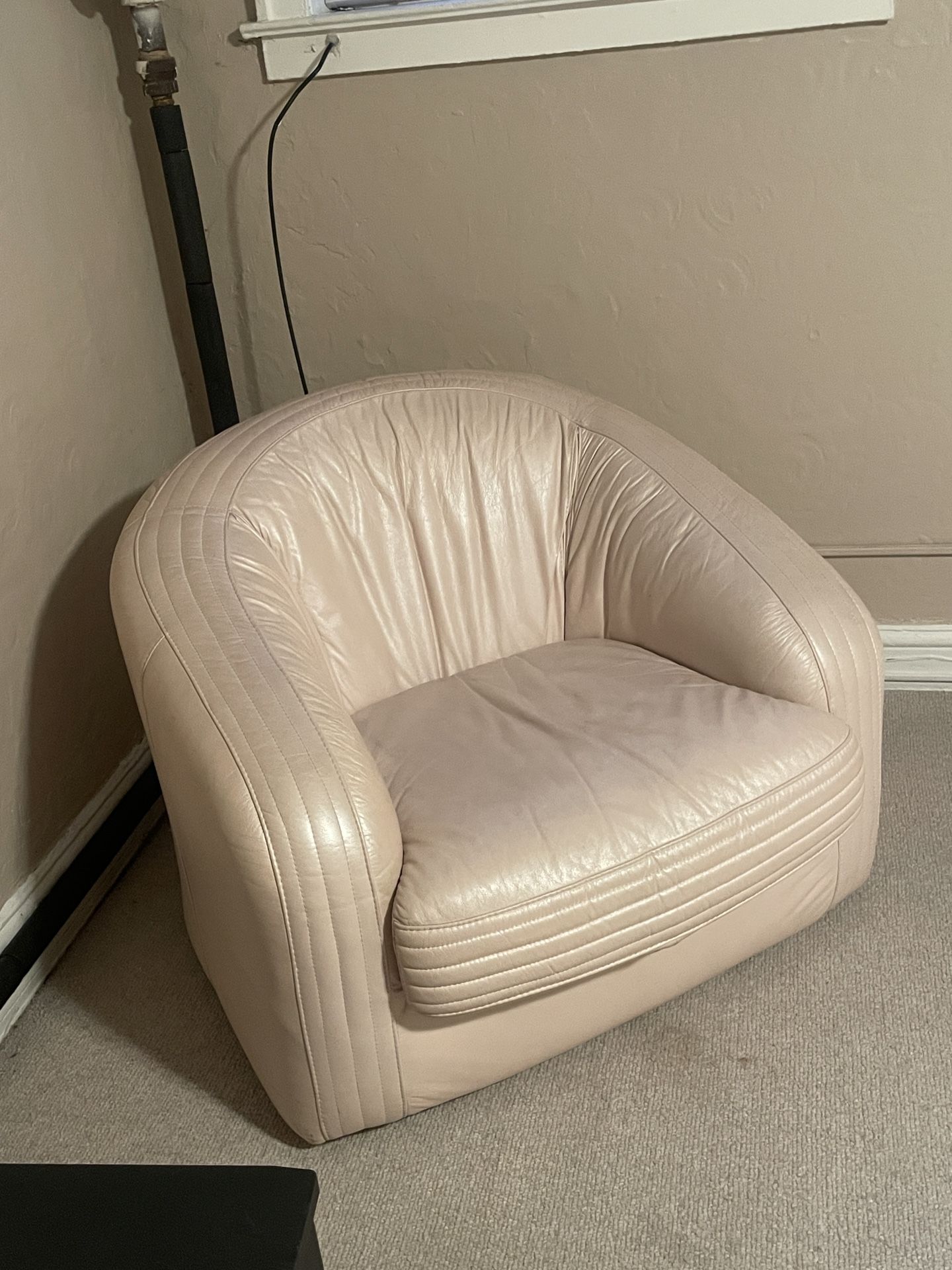 Genuine Leather Sofa And 2 Club Chairs