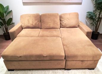 Newton Chaise Sleeper Sofa - Converts to Full Sized Bed with Storage
