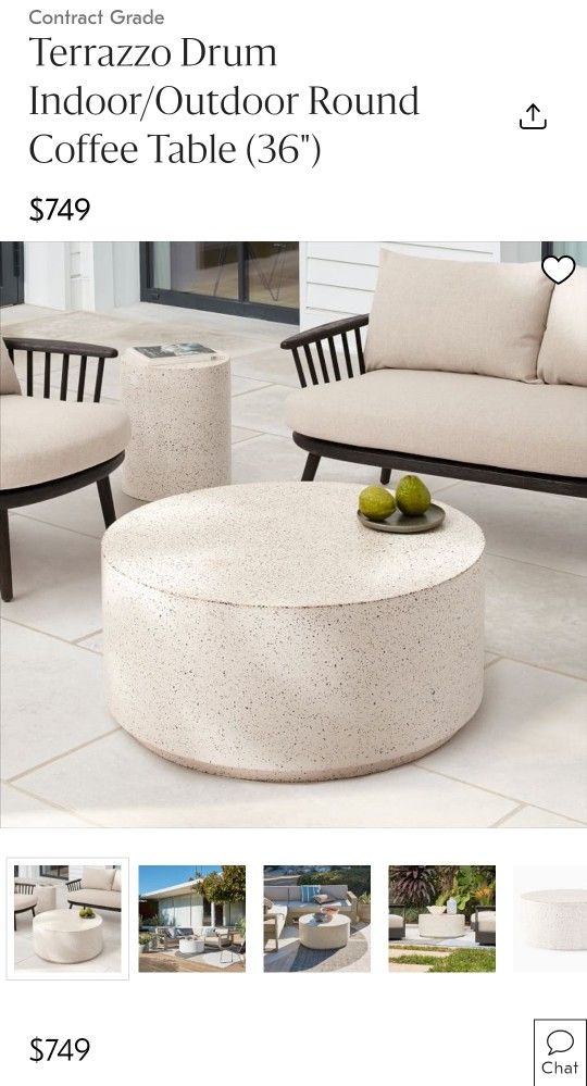 West Elm Table Terrazzo Drum Indoor/Outdoor Round Coffee Table (36)