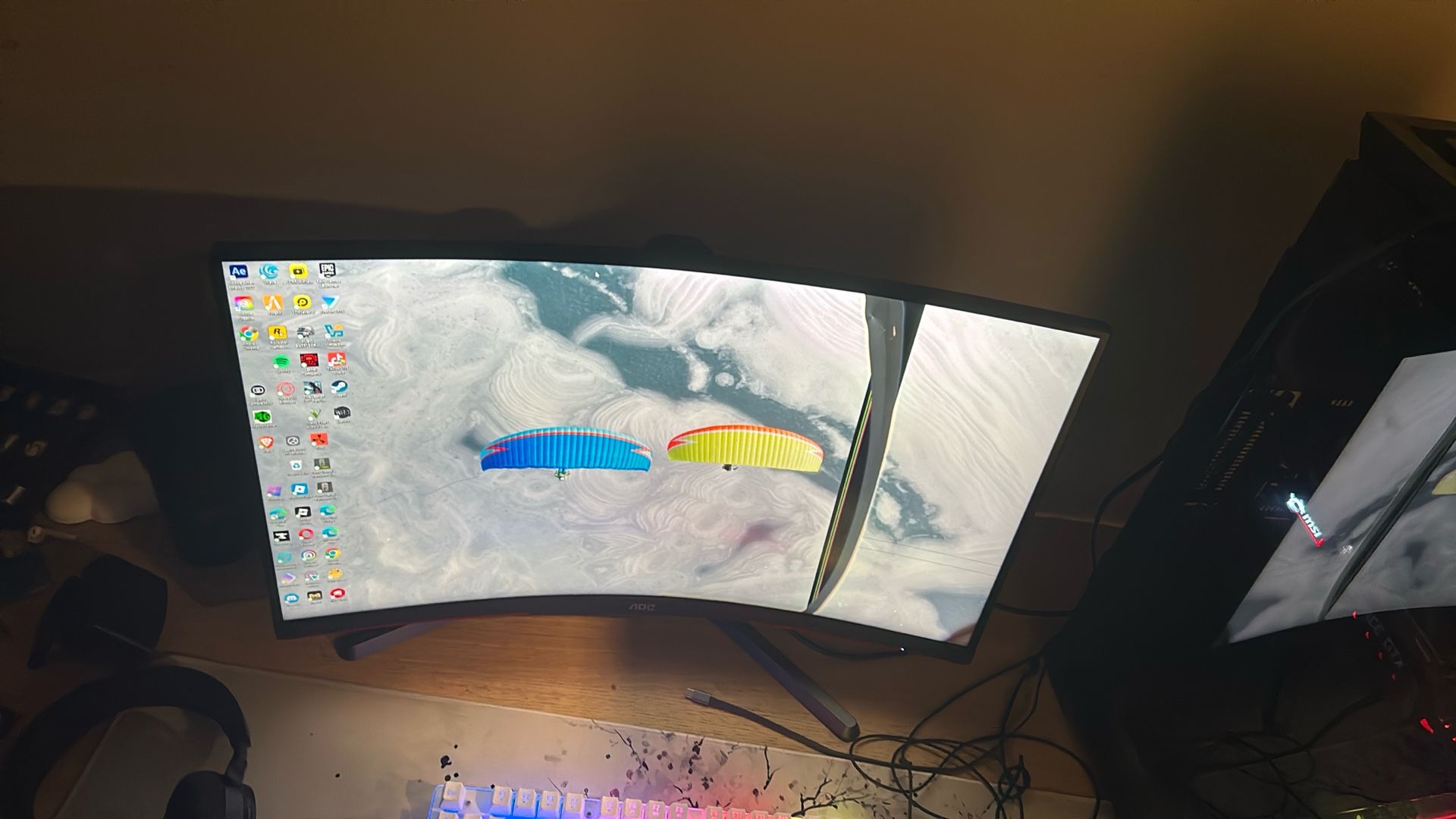 Curved Cracked Monitor
