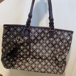 Brighton Araceli Carryall Tote Black Brown Bag Purse Toledo Leather Handle Like New