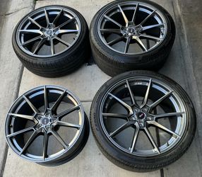 Used set of 4 20” staggered Savini SV-F4 Graphite Wheels Tires 5x114.3 Flow Form