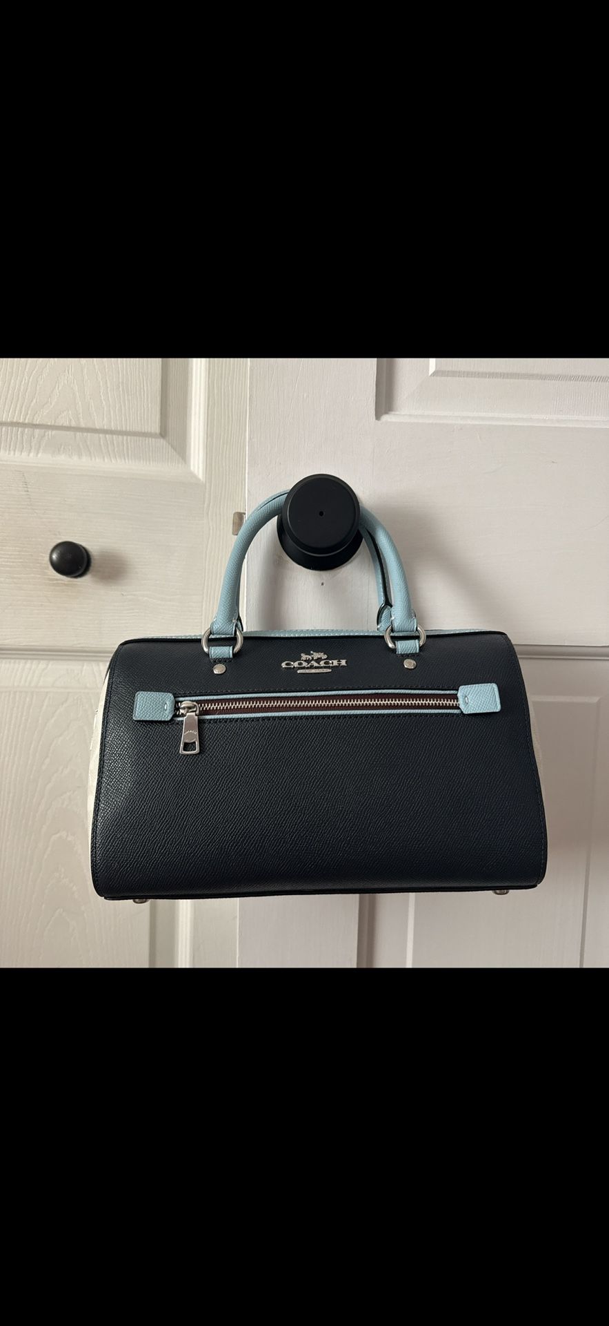 Coach Rowan Satchel – Blue/White Signature Canvas