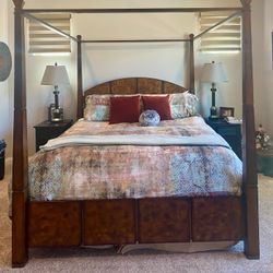 Mahogany King Bed frame and poster/polls