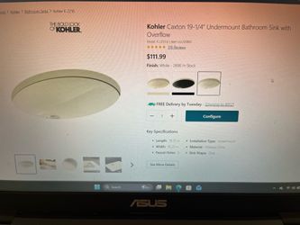 KOHLER Caxton 19 1/4 x 16 1/4 Undermount Bathroom Sink With Overflow