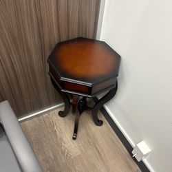 Elegant Octagon Accent Table – Dark Wood Finish