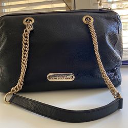 Vintage Versace Collection Black Pebble Leather Shoulder Bag