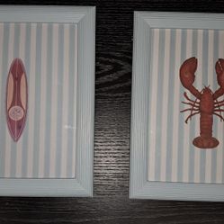 Matching Red And Blue Beach Theme Set In Light Blue Frame