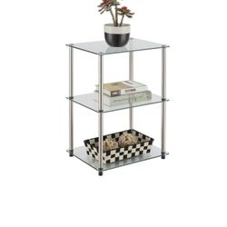 End Table With Glass Shelves 
