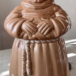 Vintage Ceramic Monk Thou Shalt Not Steal Cookie Jar