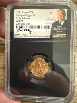 2021 American Gold Eagle $5 NGC MS70 Early Releases