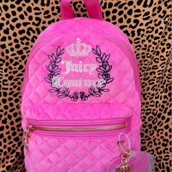 Pink Velour Juicy Couture Mini Backpack 