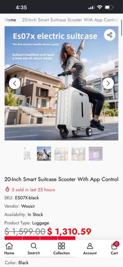 20-Inch Smart Suitcase Scooter With App Control