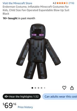 Enderman Costume, Inflatable Minecraft Costumes for Kids