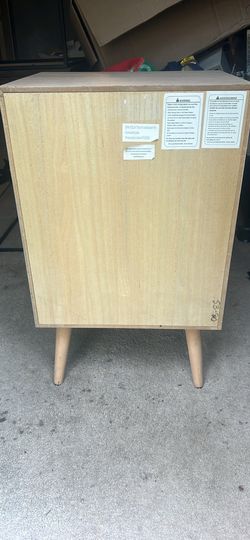 Modern Cane and Wood Nightstand