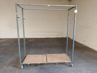 Heavy Duty Rolling Garment Rack with Wood Base