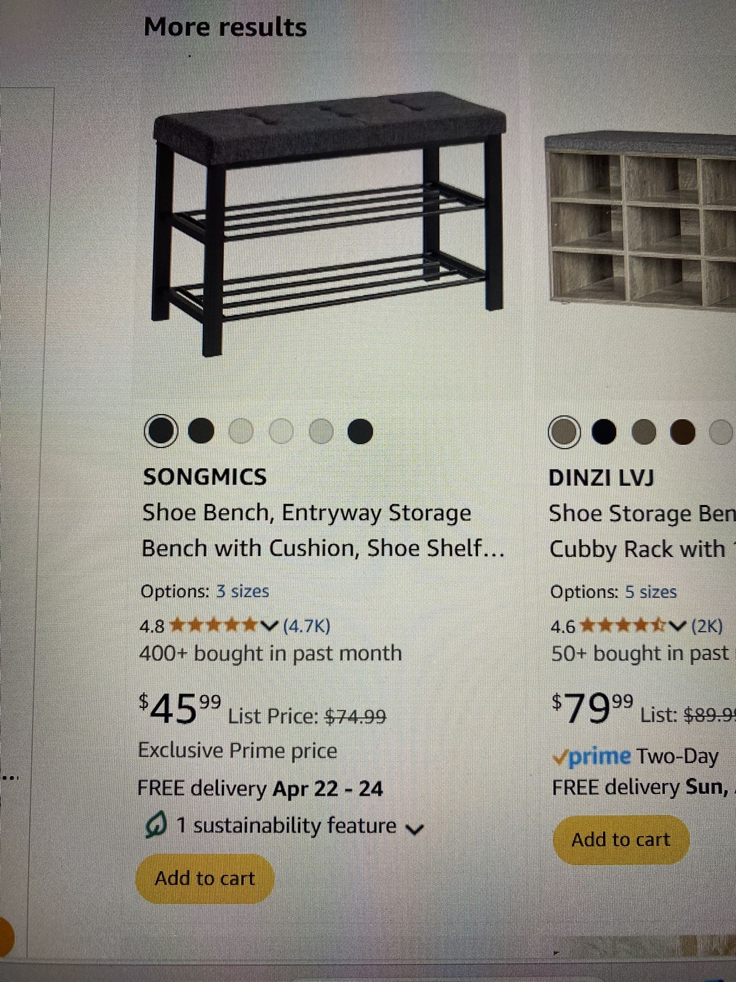 TWO- Gray & Black Mud Room Benches