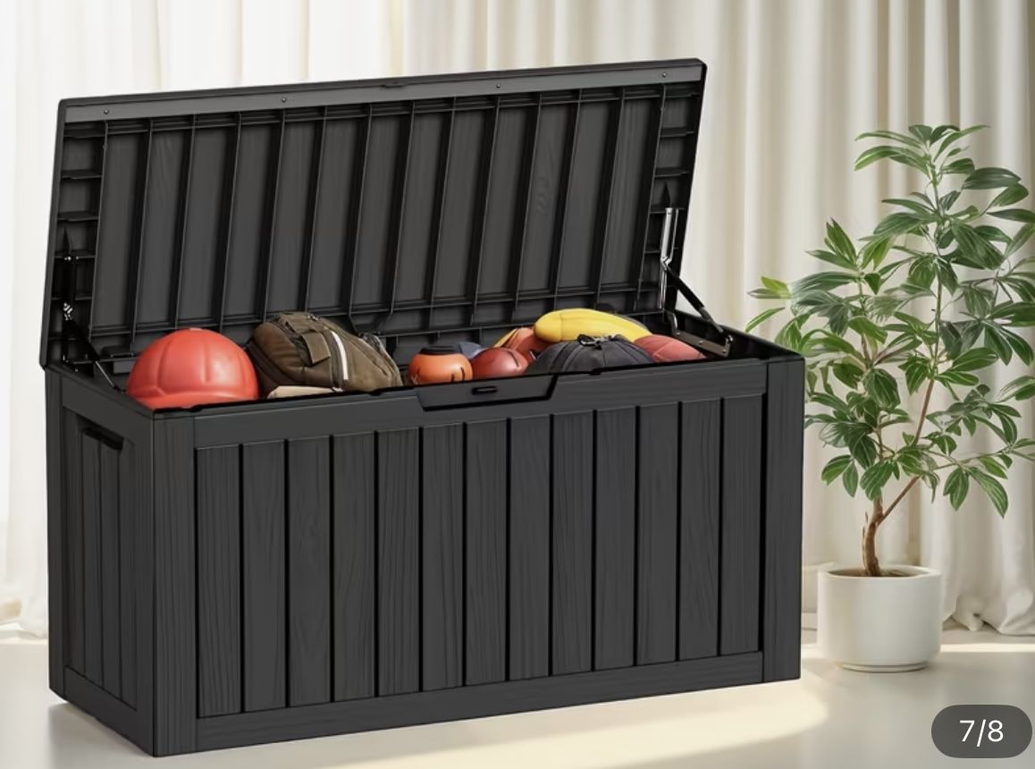 80 Gallon Deck Box Lockable Resin Outdoor Storage Box Waterproof