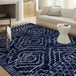 8x10 Blue Moroccan Boho Rug 