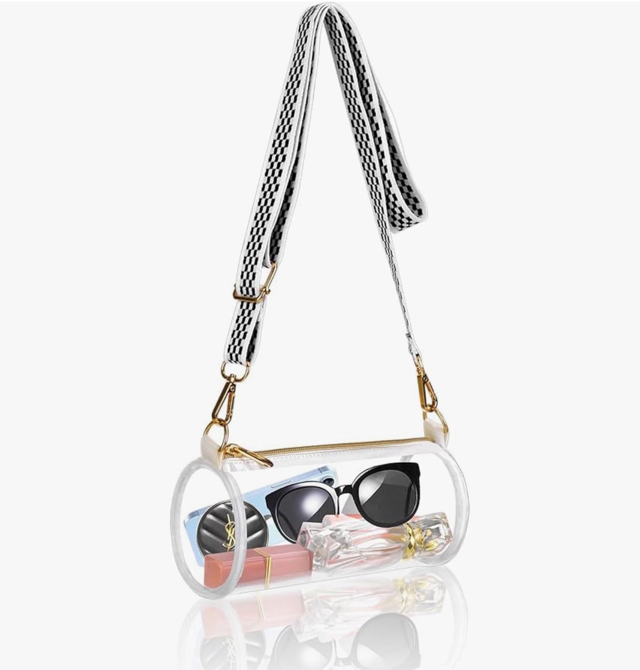 Clear Bag Approved for Stadium Events - Clear Crossbody Bags for Women - Cylindrical Bag for Concert, Travel