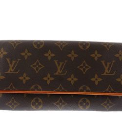Auth Vintage Louis Vuitton Shoulder Bag Monogram Pochette Twin GM Leather Women Brown Clutch