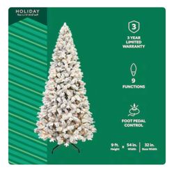 9ft prelit Christmas tree, Holiday Living color changing flicked snow tree
