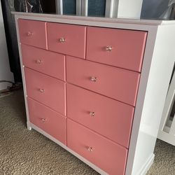 Wooden White/Pink Big Dresser