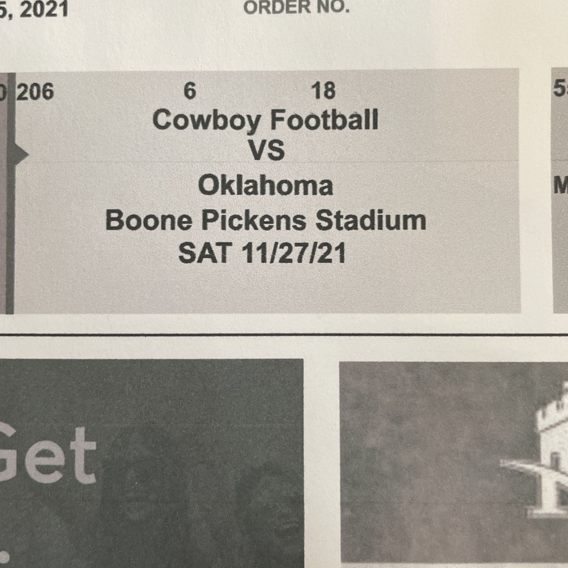 Oklahoma State OSU Cowboys vs OU Sooners Football Tickets 40 Yard Line - Bedlam