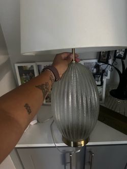 2 glass and gold base lamps